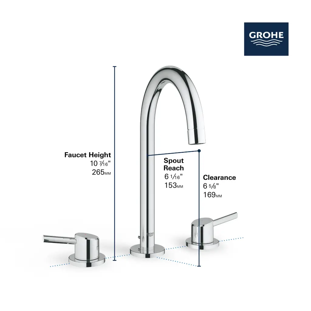Grohe 20217GNA Concetto 8" Widespread 2-Handle L-Size Bathroom Faucet 4.5 L/Min (1.2 Gpm) Brushed Cool Sunrise