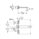 Grohe 205862431 2-Handle Wall Mount Faucet 1.2 Gpm Matte Black