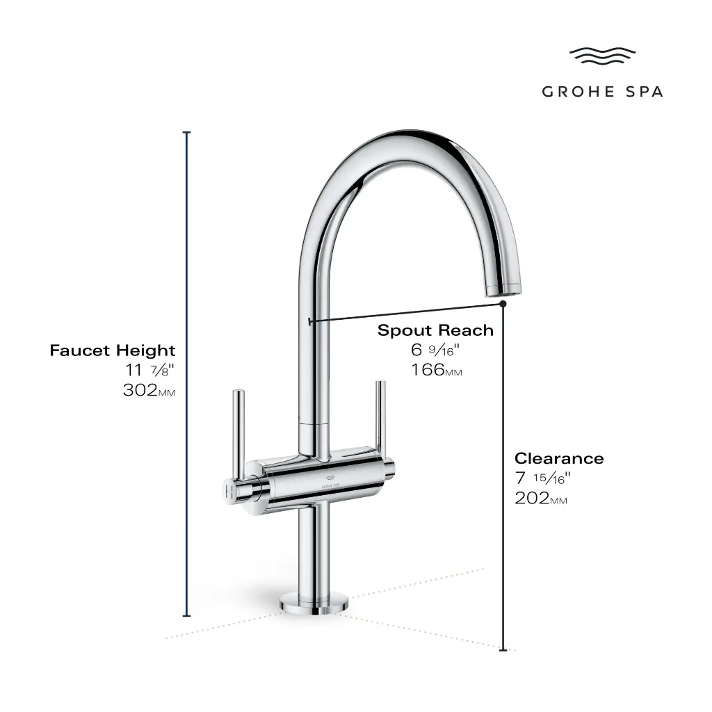 Grohe 21146000 Single Hole Two-Handle L-Size Bathroom Faucet 1.2 Gpm Chrome