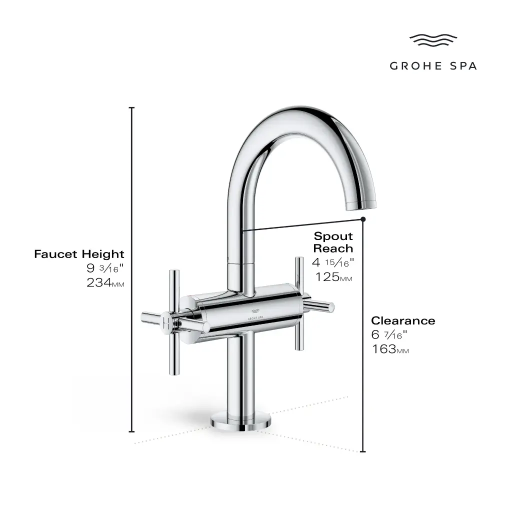 Grohe 21148000 Single Hole Two-Handle M-Size Bathroom Faucet 1.2 Gpm Chrome