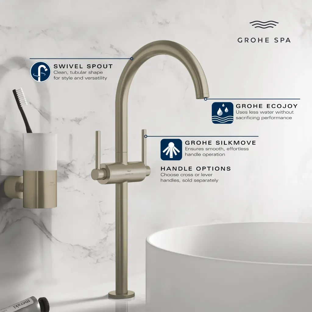 Grohe 21161000 Single Hole Two-Handle Xl-Size Bathroom Faucet 1.2 Gpm Chrome