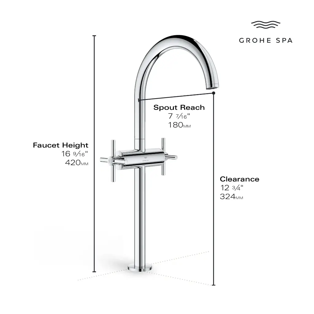 Grohe 21161En0 Single Hole Two-Handle Xl-Size Bathroom Faucet 1.2 Gpm Brushed Nickel