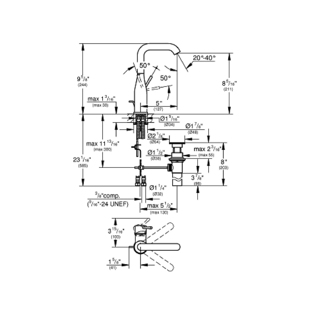 Grohe 234862431 Essence Single-Handle Bathroom Faucet L-Size