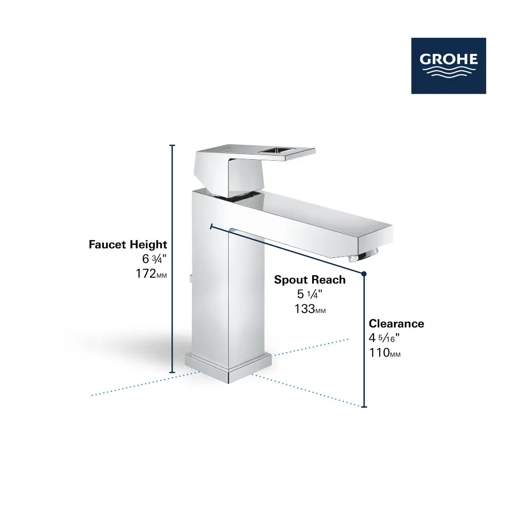 Grohe 23670A00 Single Hole Single-Handle M-Size Bathroom Faucet 4.5 L/Min (1.2 Gpm) Hard Graphite