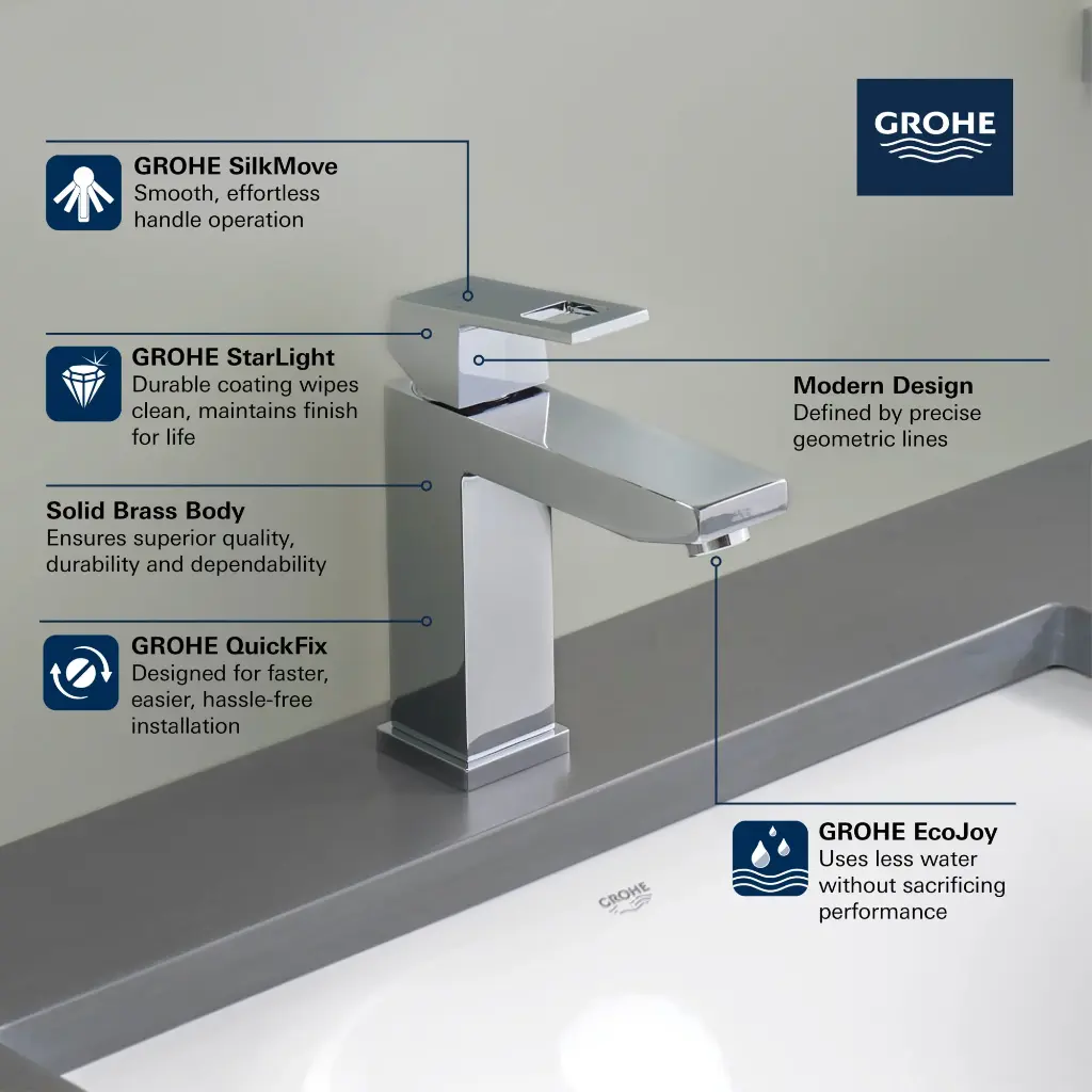 Grohe 23670EN0 Single Hole Single-Handle M-Size Bathroom Faucet 4.5 L/Min (1.2 Gpm) Brushed Nickel