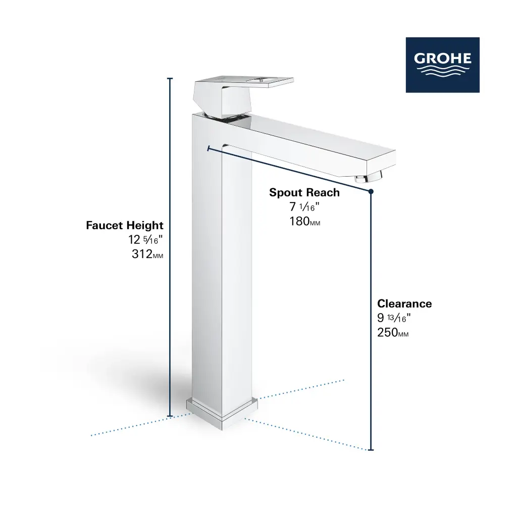 Grohe 23671EN0 Single Hole Single-Handle Deck Mount Vessel Sink Faucet 4.5 L/Min (1.2 Gpm) Brushed Nickel