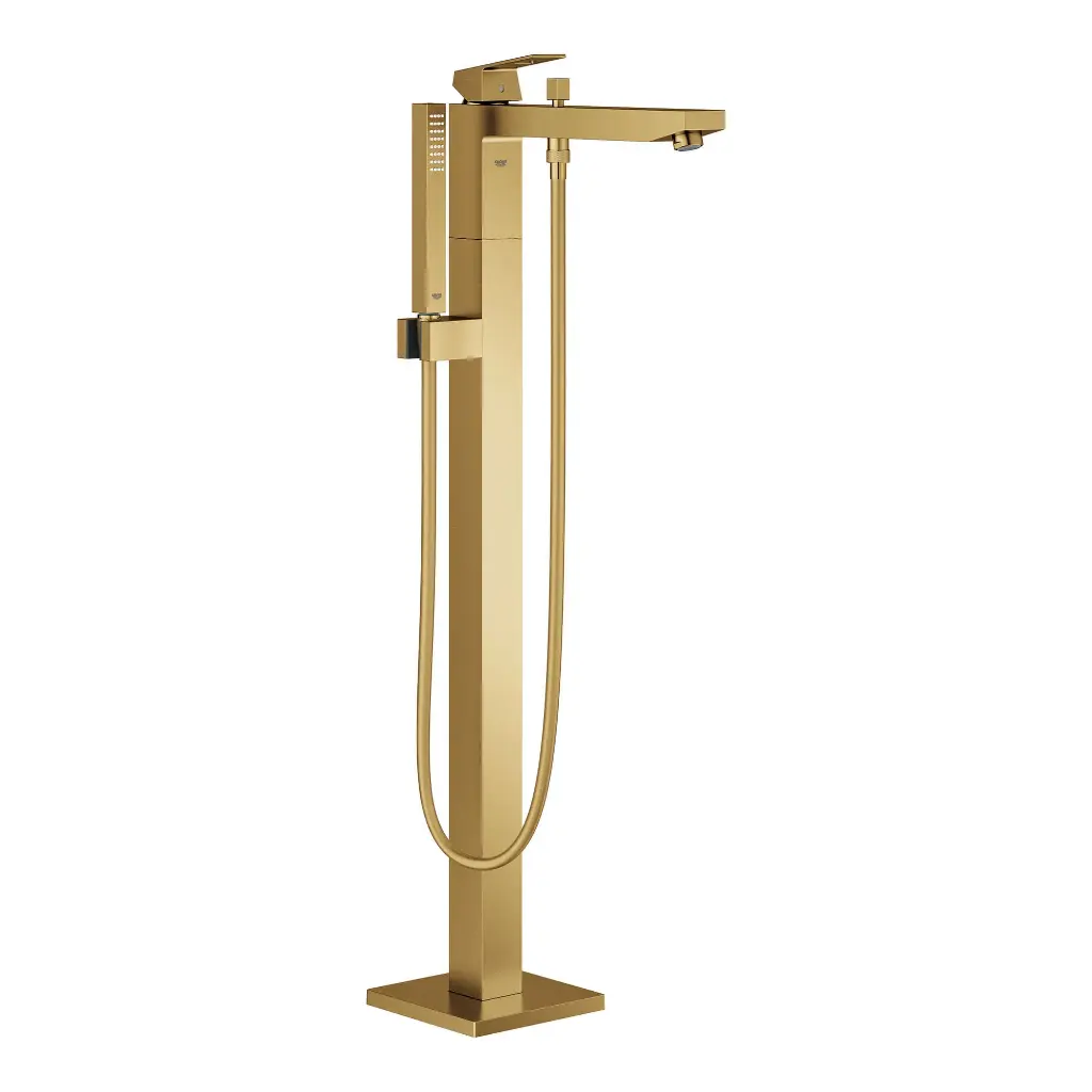 Grohe 23672GN1 Eurocube Single Handle Freestanding Tub Faucet With 6.6 L/Min (1.75 Gpm) Hand Shower Brushed Cool Sunrise
