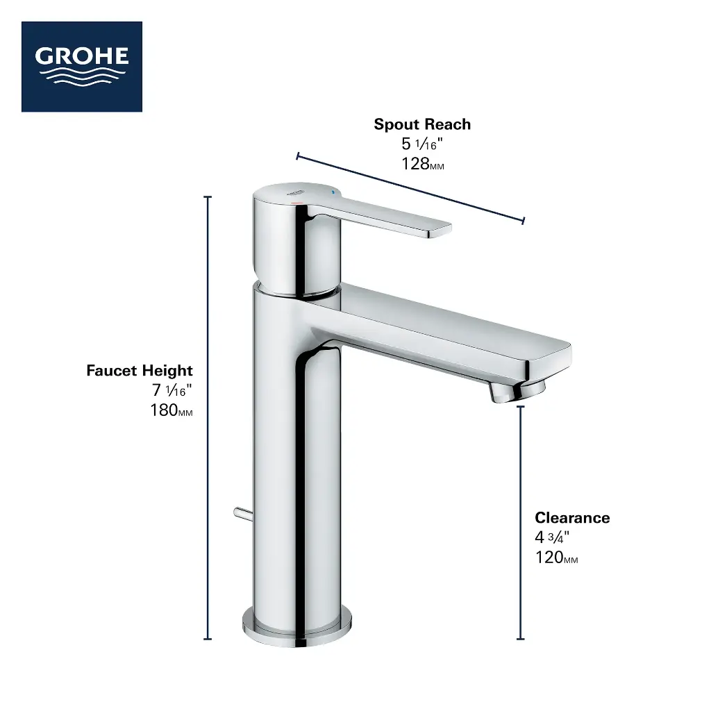 Grohe 23794A0A Single Hole Single-Handle S-Size Bathroom Faucet 1.2 Gpm Hard Graphite