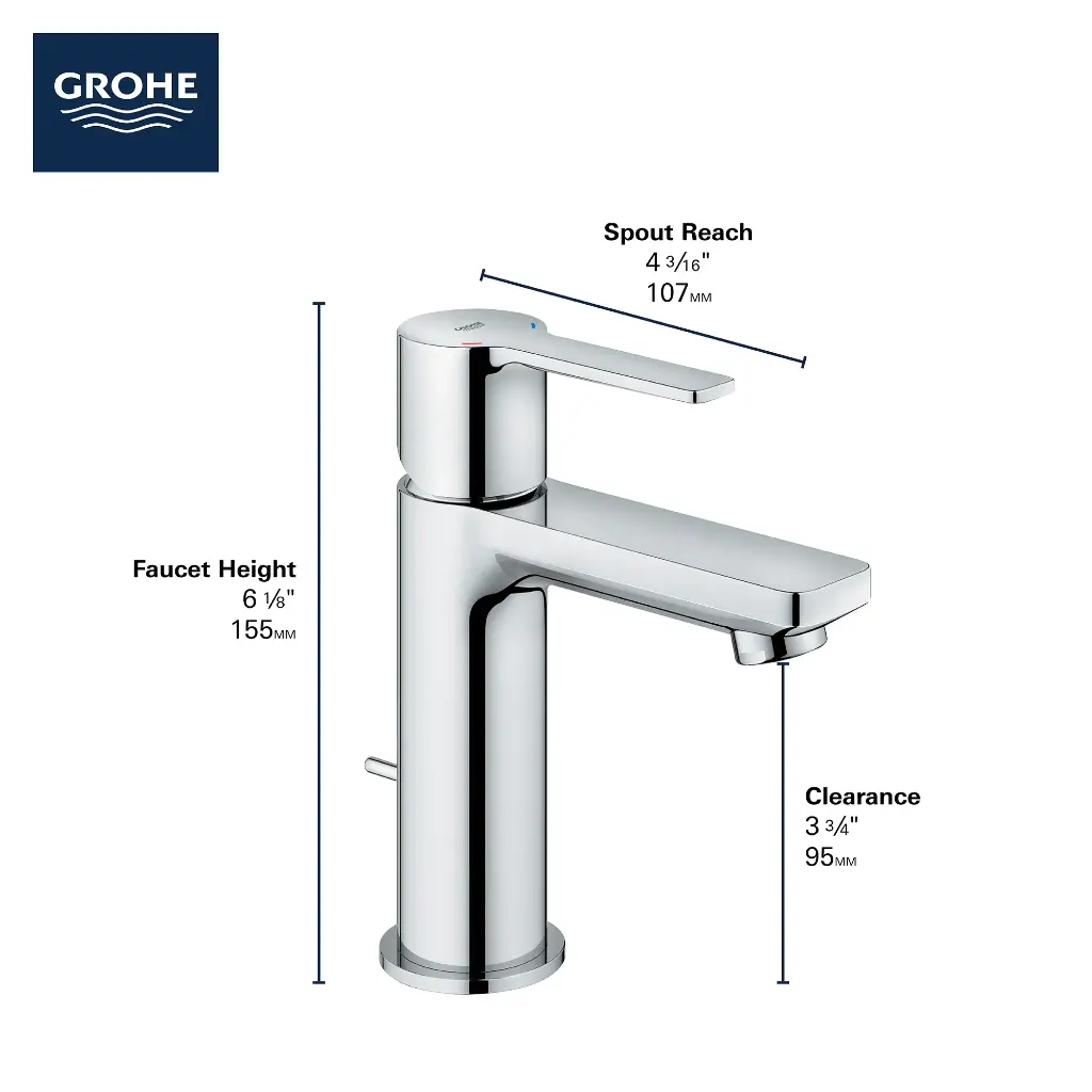 Grohe 23824GNA Single Hole Single-Handle Xs-Size Bathroom Faucet 4.5 L/Min (1.2 Gpm) Brushed Cool Sunrise