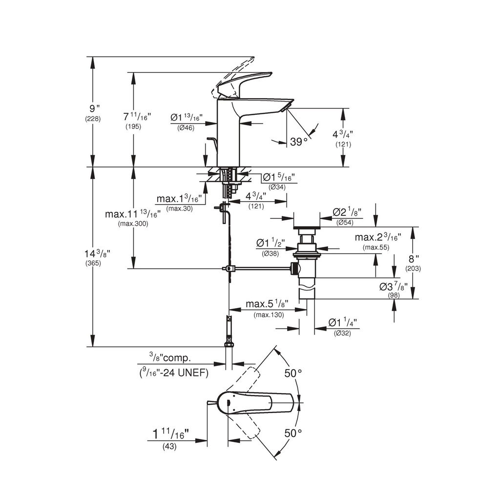 Grohe 23990EN3 Eurosmart Ohm Basin M Us Grohe Brushed Nickel