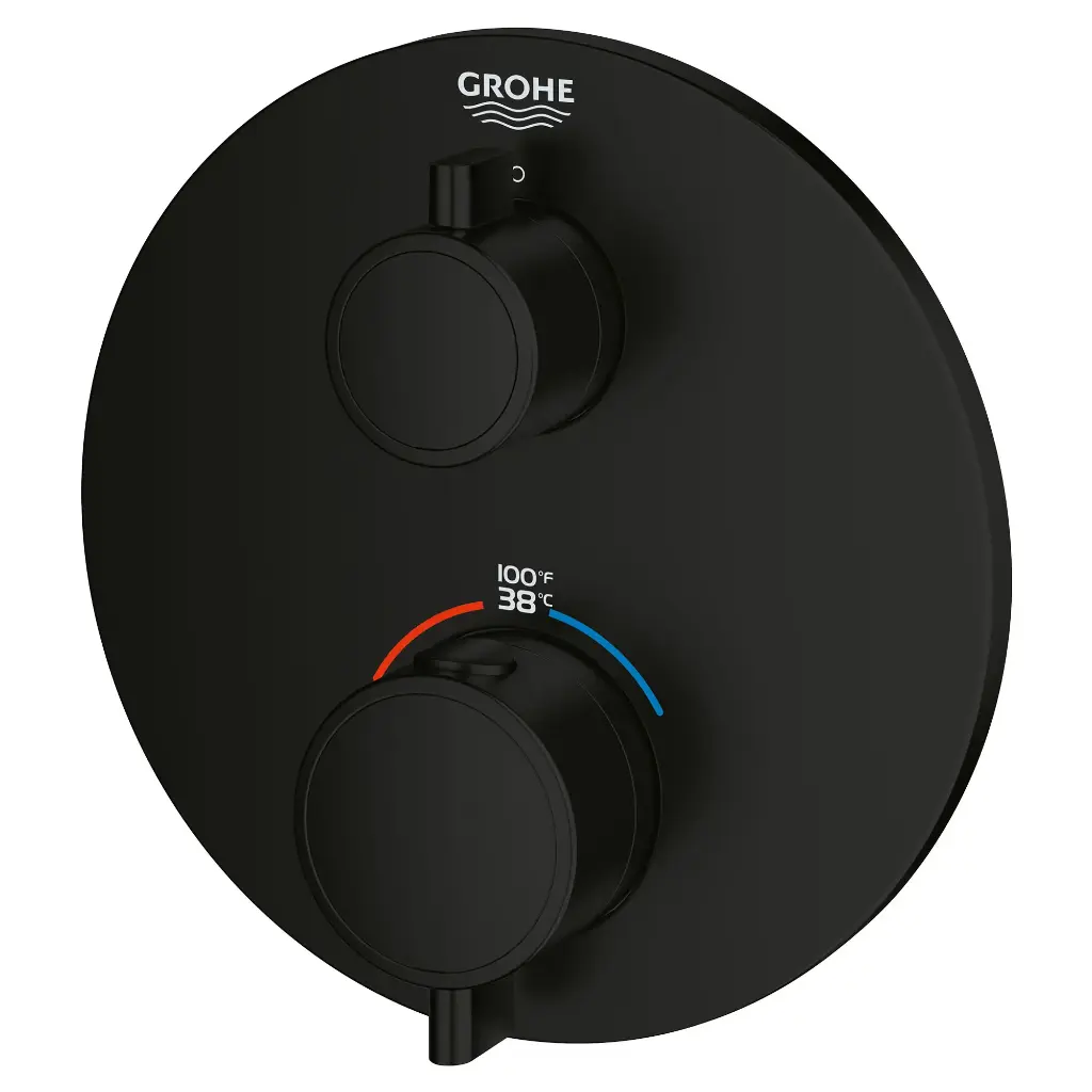 Grohe 241072430 Grohtherm Round Single-Function 2-Handle Thermostatic Trim Matte Black