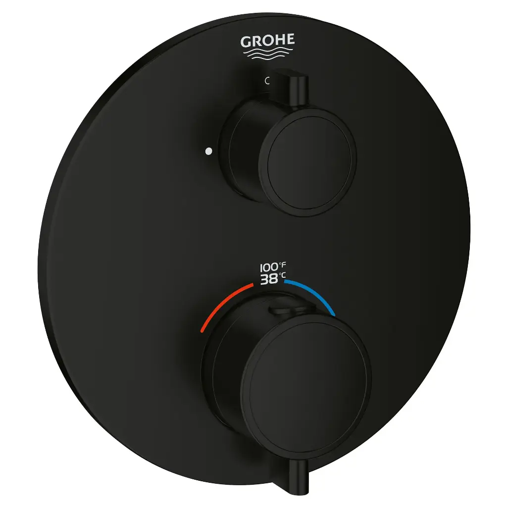 Grohe 241332430 Grohtherm Round Dual-Function 2-Handle Thermostatic Trim Matte Black