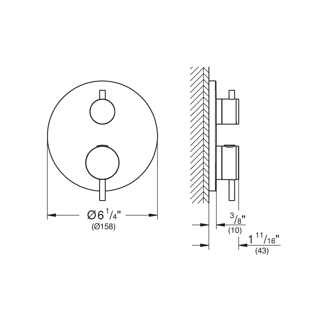 Grohe 24360En0 Single Function 2-Handle Thermostatic Valve Trim Brushed Nickel