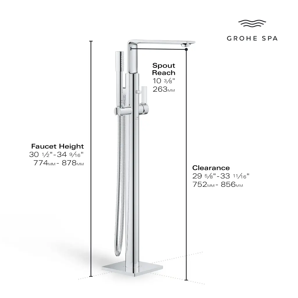 Grohe 252222431 Single Handle Freestanding Tub Faucet With 1.75 Gpm Hand Shower Matte Black