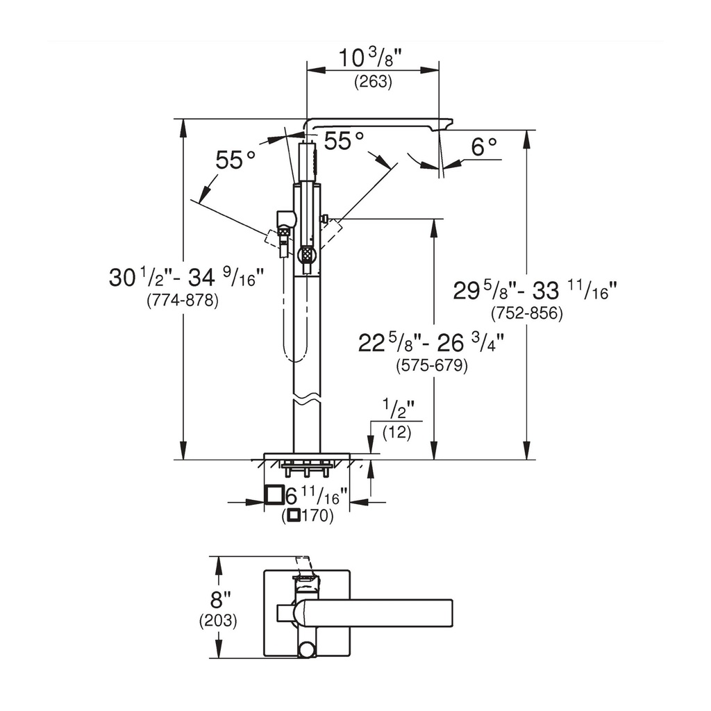 Grohe 252222431 Single Handle Freestanding Tub Faucet With 1.75 Gpm Hand Shower Matte Black