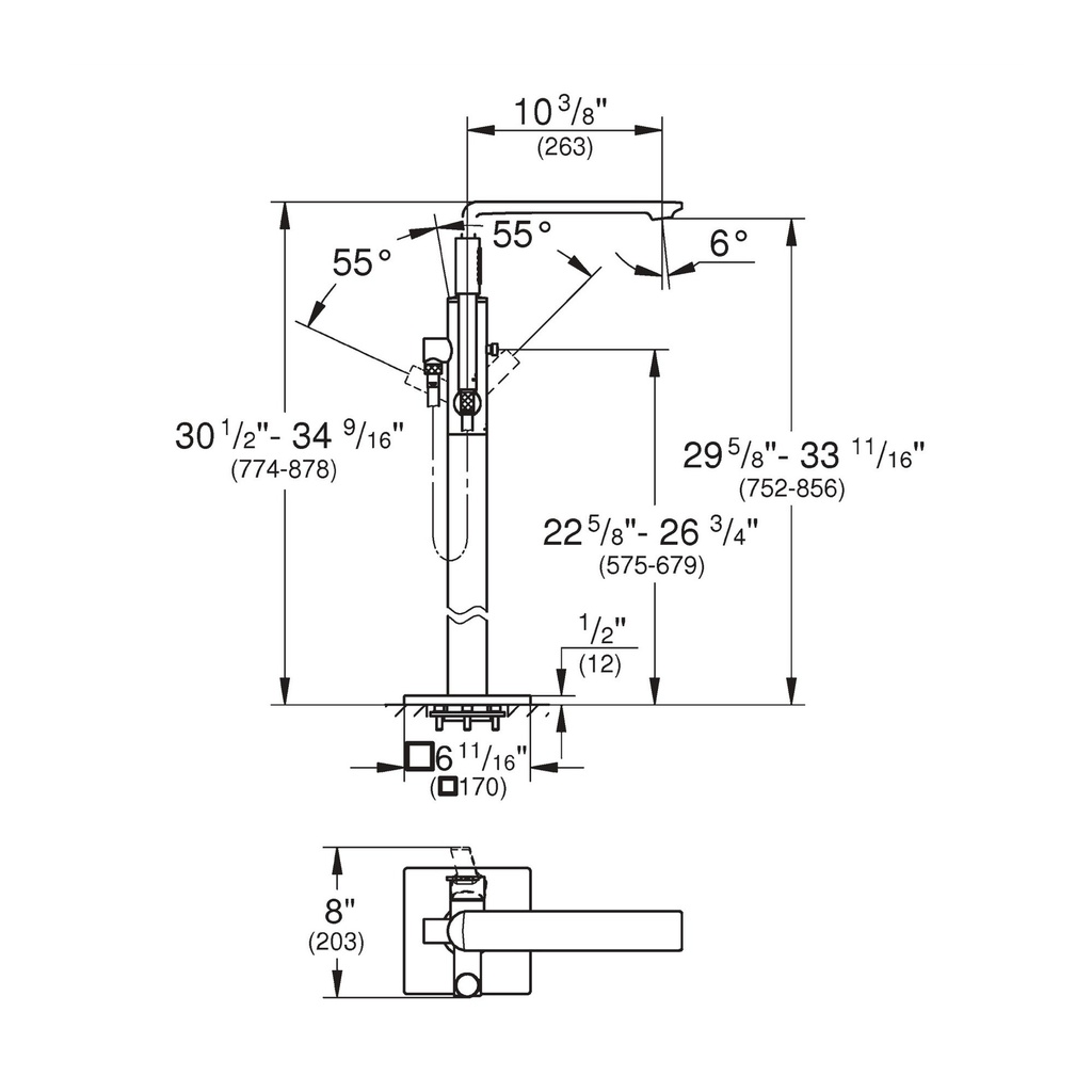 Grohe 25222Gn1 Single Handle Freestanding Tub Faucet With 1.75 Gpm Hand Shower Brushed Cool Sunrise