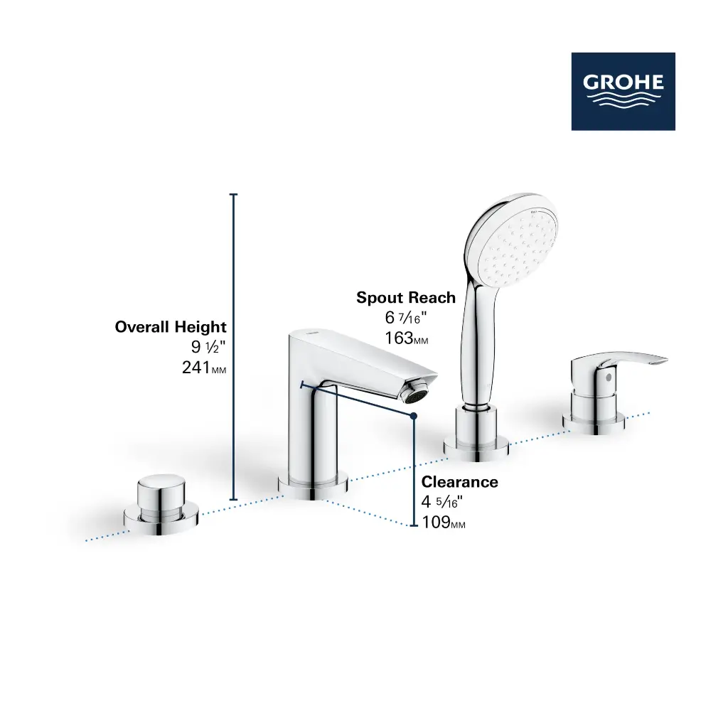 Grohe 25245EN3 Eurosmart Ohm Bath 4-H Grohe Brushed Nickel