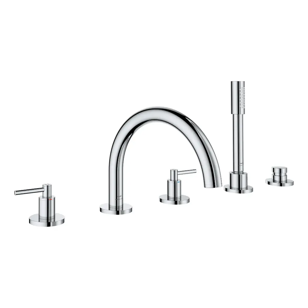 Grohe 25274000 5-Hole 2-Handle Deck Mount Roman Tub Faucet With 1.75 Gpm Hand Shower Chrome