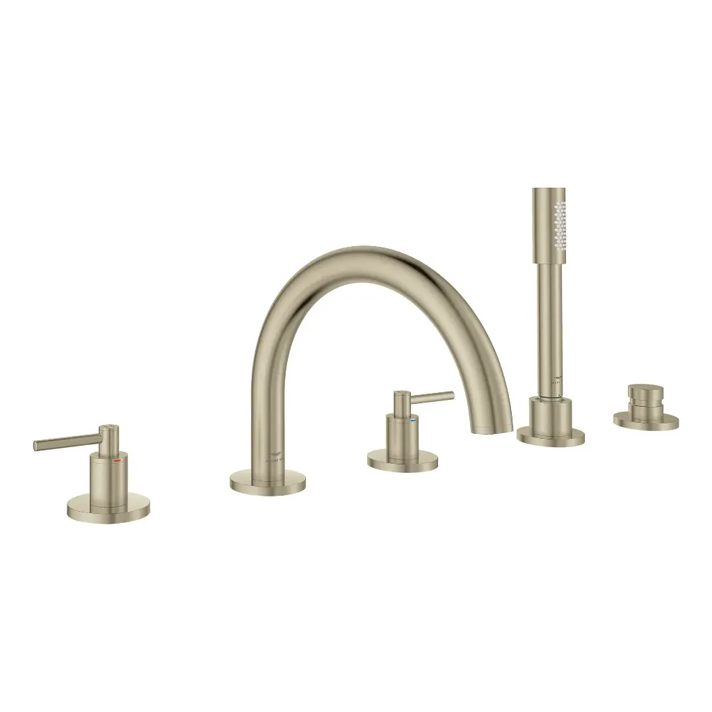 Grohe 25274En0 5-Hole 2-Handle Deck Mount Roman Tub Faucet With 1.75 Gpm Hand Shower Brushed Nickel