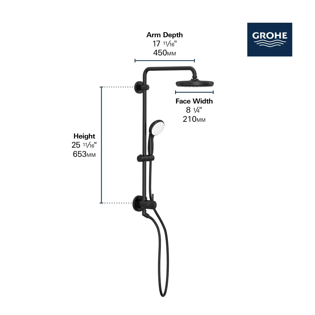 Grohe 26123Gn1 25" Tempesta Shower System 6.6 L/Min (1.75 Gpm) Brushed Cool Sunrise