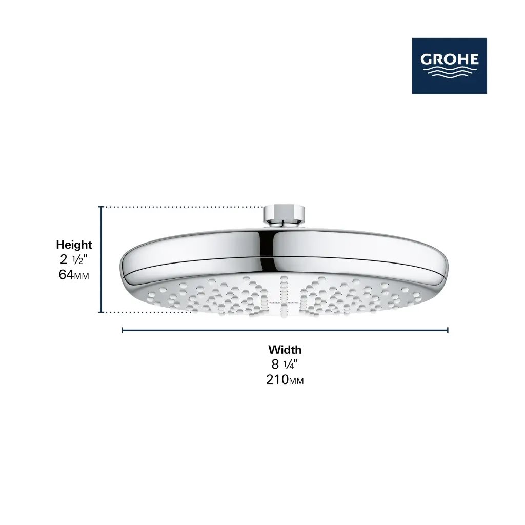 Grohe 26409GN0 210 Shower Head 8" 1 Spray 6.6 L/Min (1.75 Gpm) Brushed Cool Sunrise