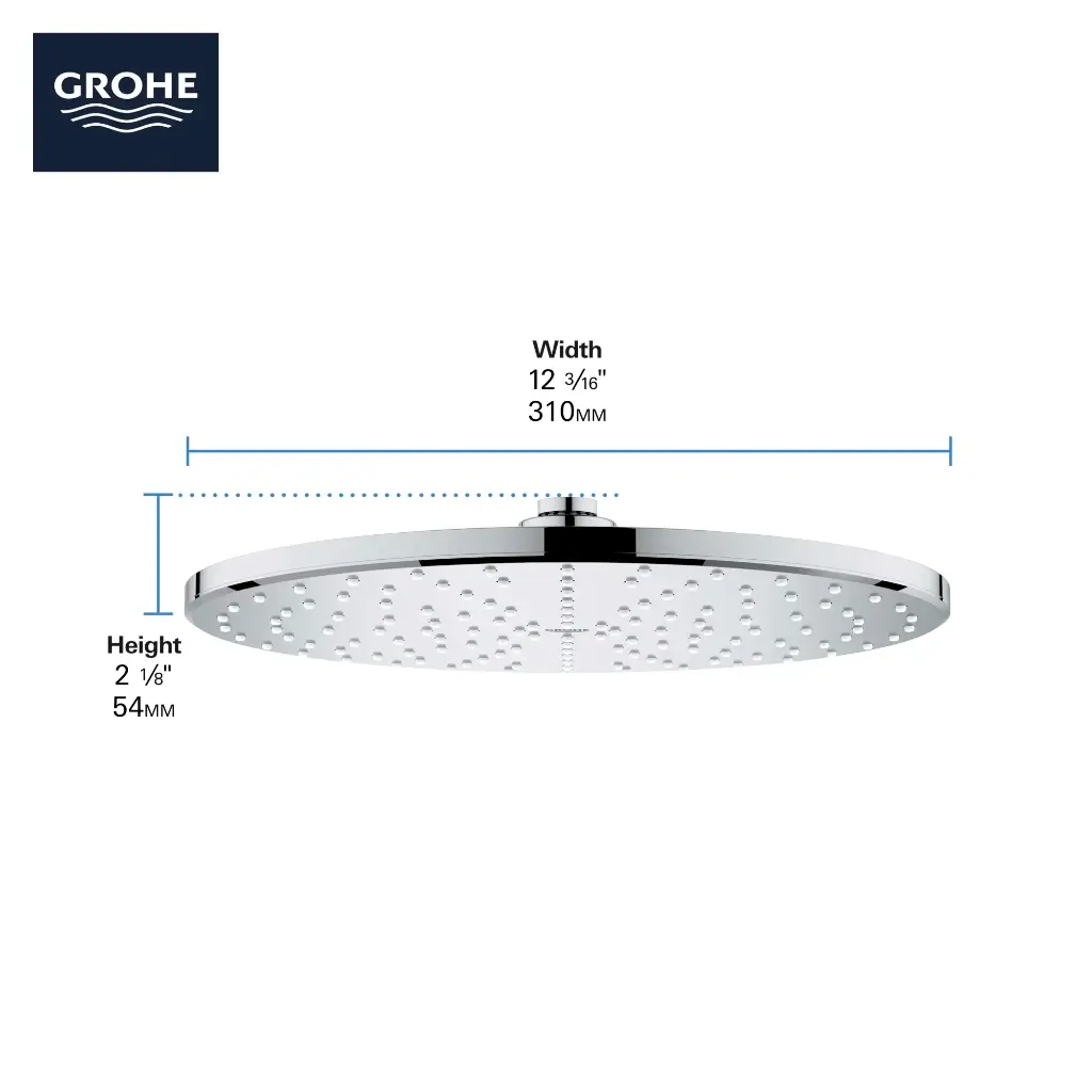 Grohe 265692430 Rainshower 310 Mono Shower Head Round Matte Black