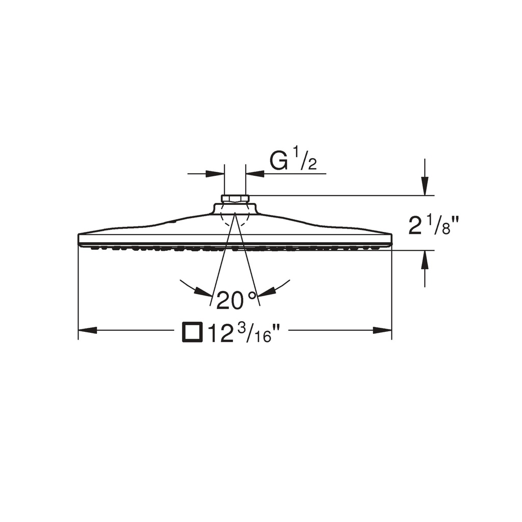 Grohe 26570A00 310 Mono Shower Head 12" 1 Spray 6.6 L/Min (1.75 Gpm) Hard Graphite