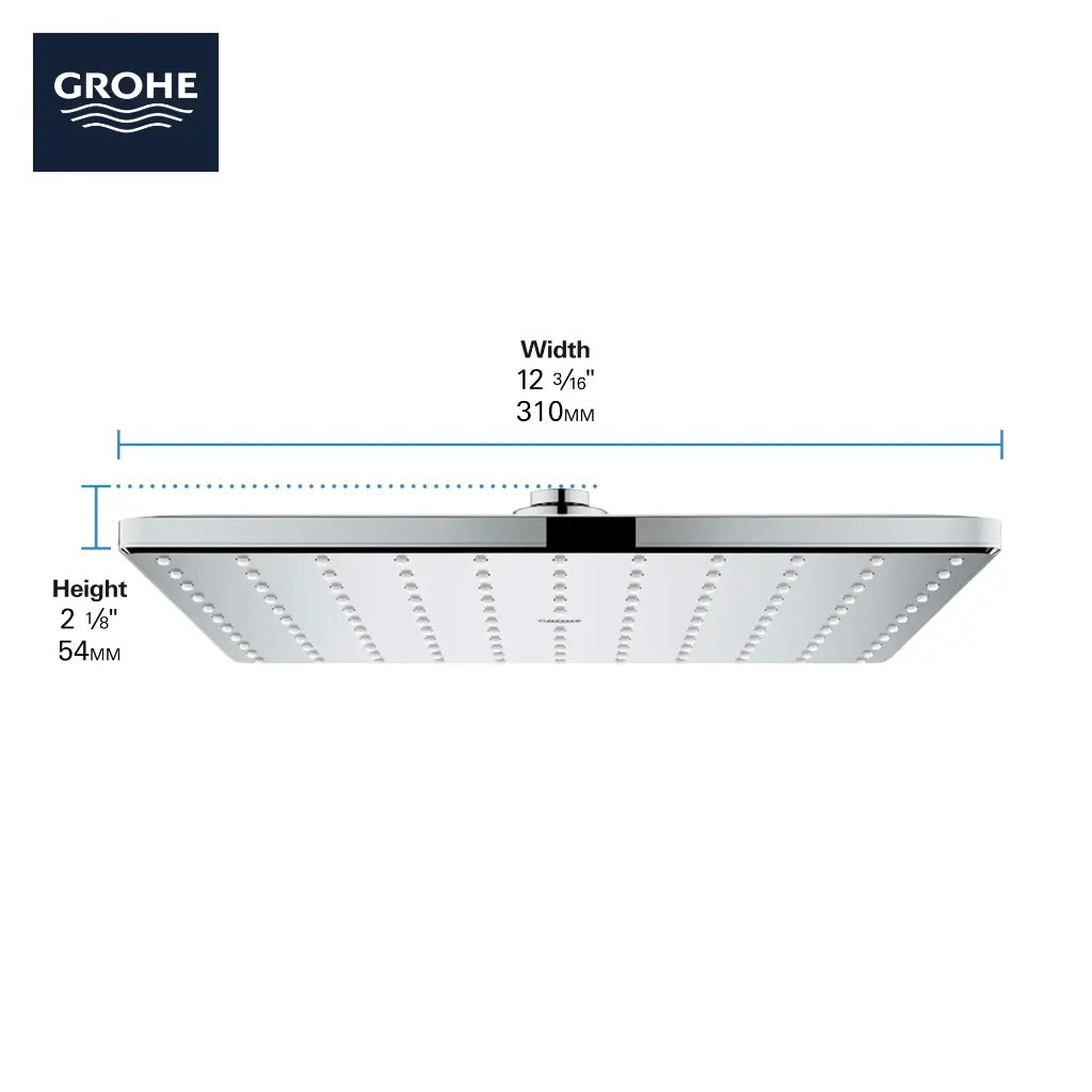 Grohe 26570GN0 310 Mono Shower Head 12" 1 Spray 6.6 L/Min (1.75 Gpm) Brushed Cool Sunrise