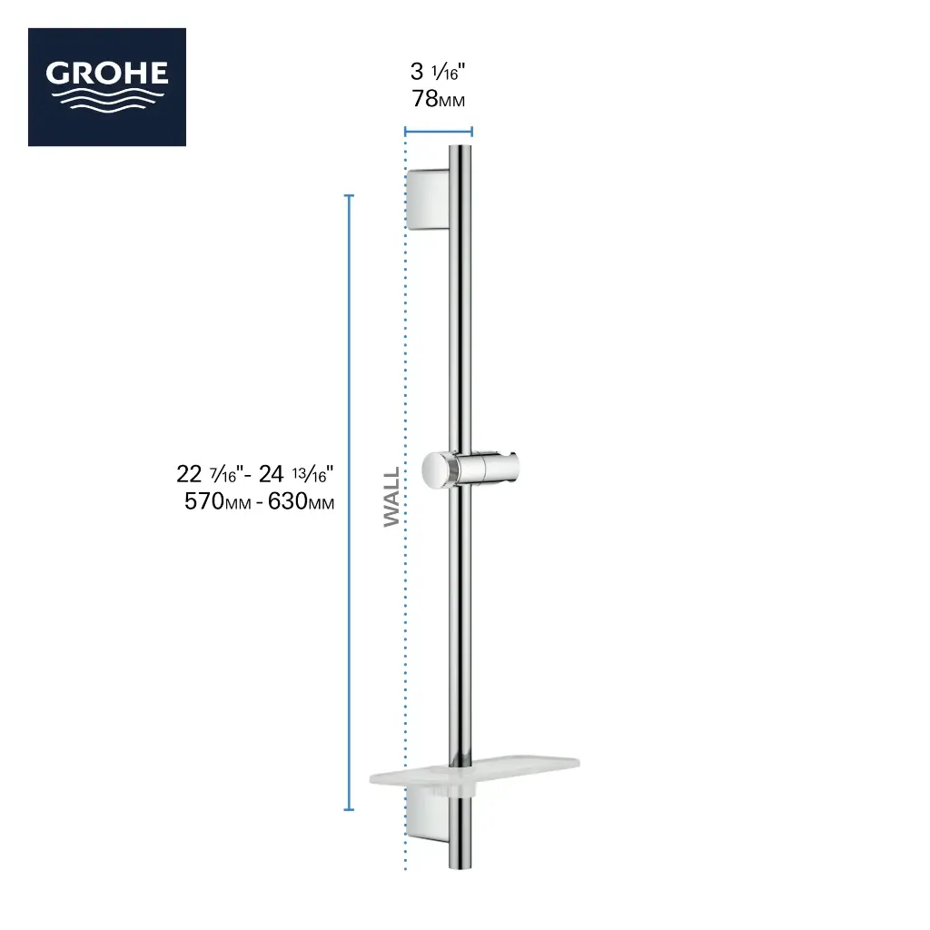 Grohe 26602A00 24 Shower Slide Bar Hard Graphite