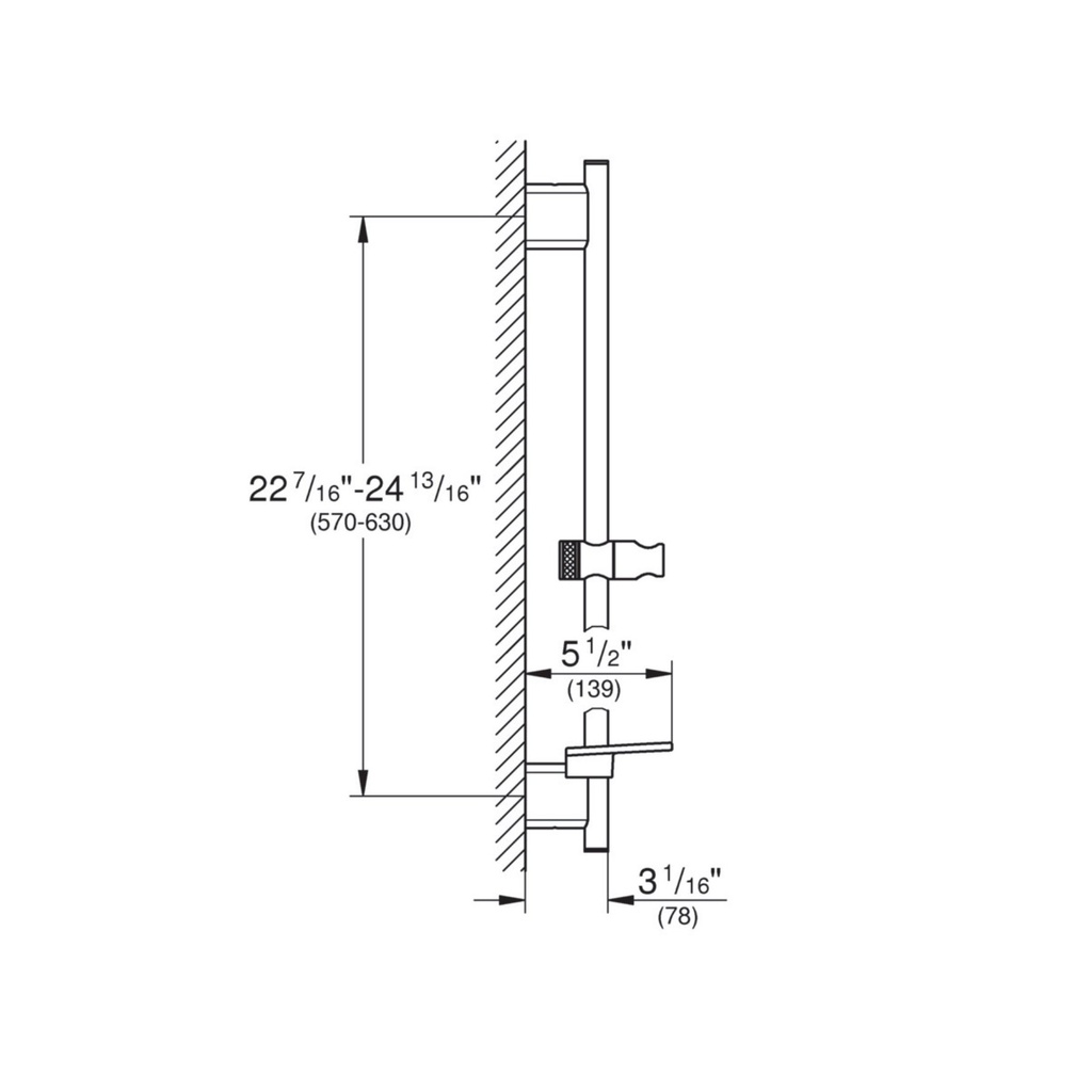 Grohe 26602A00 24 Shower Slide Bar Hard Graphite