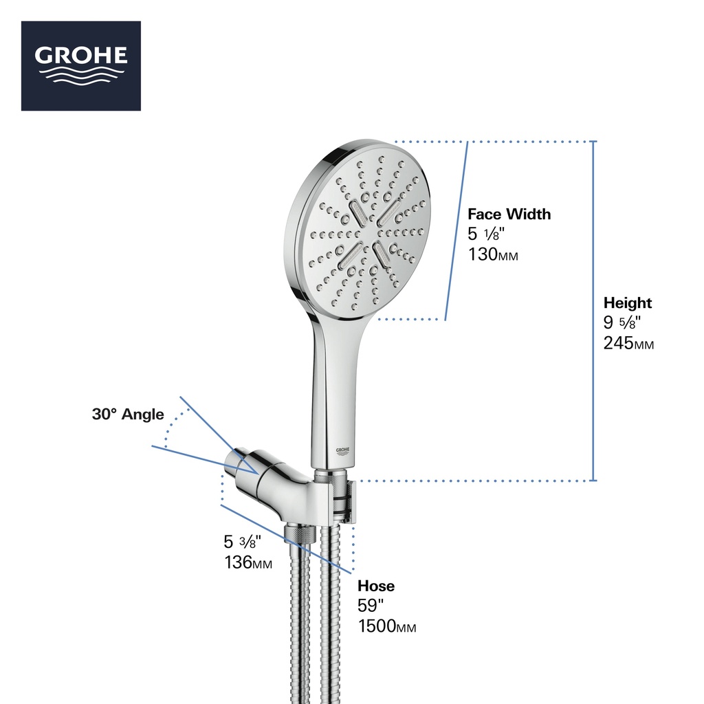 Grohe 26604En0 Rainshower Smartactive Hand Shower Set Brushed Nickel