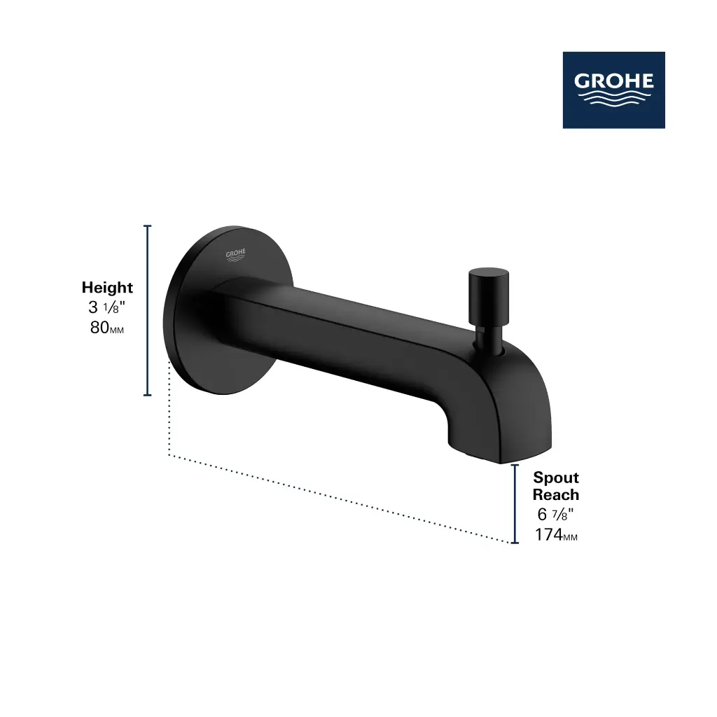 Grohe 266372430 Diverter Tub Spout Matte Black