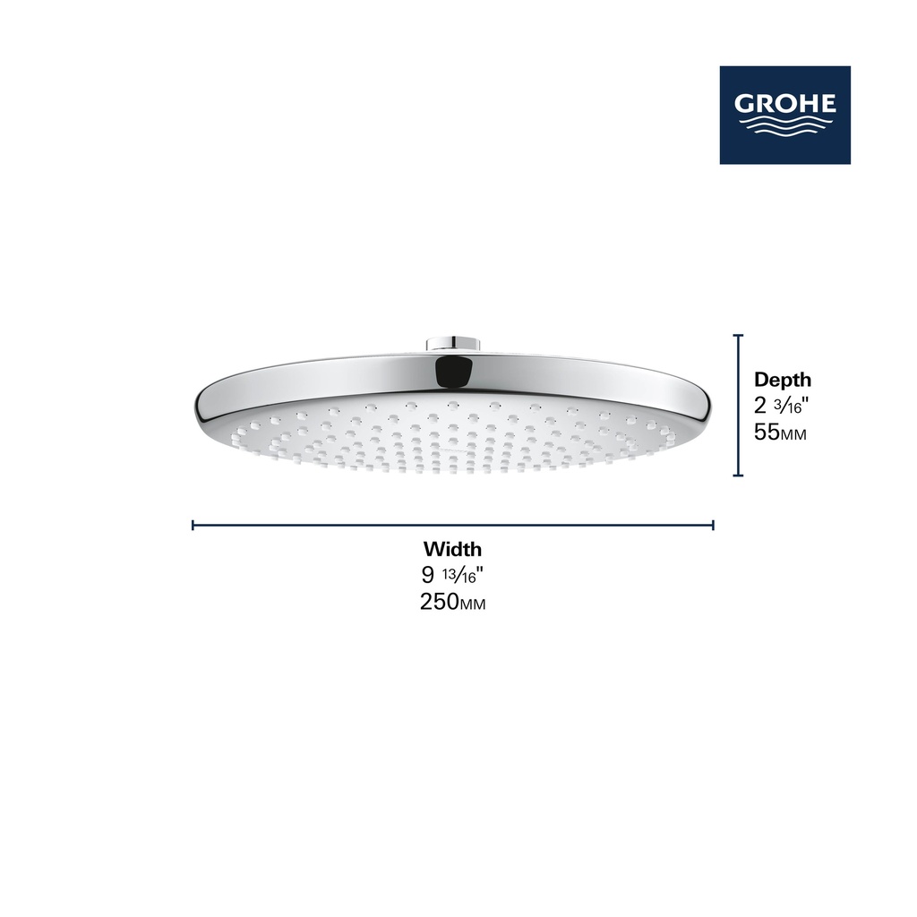 Grohe 26715000 Tempesta 250 Showerhead - Round, 1.75Gpm Grohe Chrome