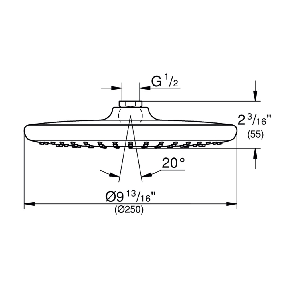 Grohe 26715EN0 Tempesta 250 Showerhead - Round, 1.75Gpm Grohe Brushed Nickel