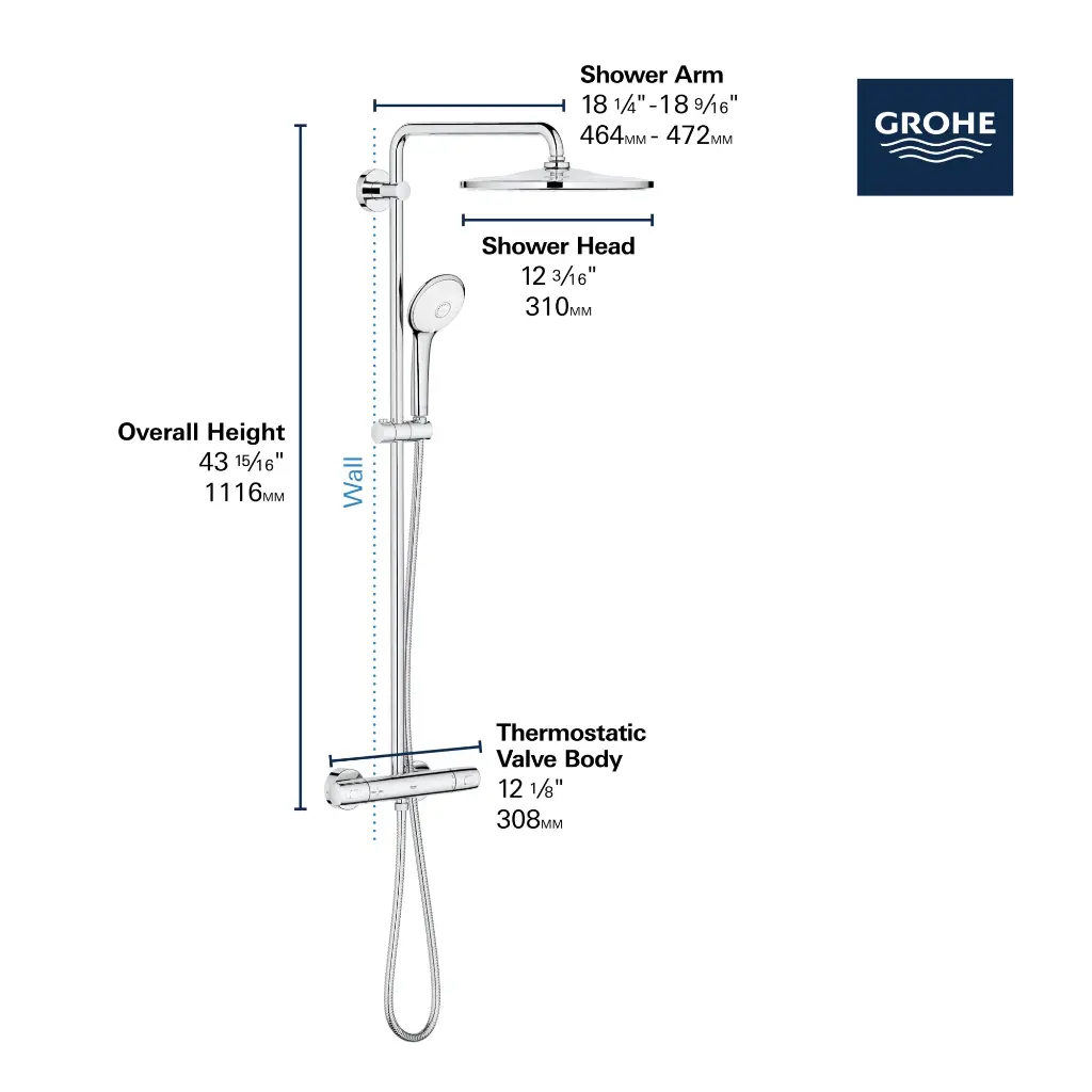 Grohe 26726EN0 Euphoria 310 Shw Syst.Thm Coolt 6.6L Us Grohe Brushed Nickel