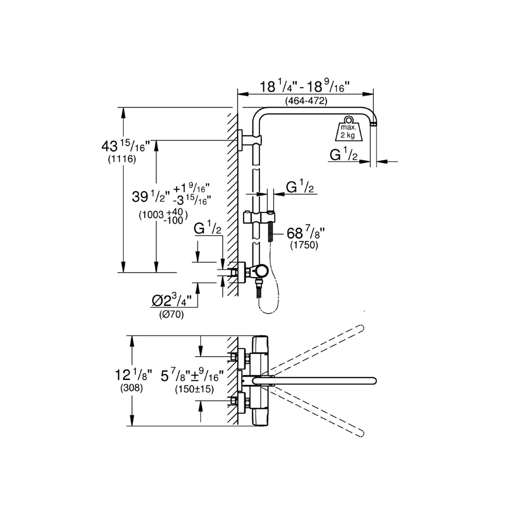 Grohe 26728EN0 Euphoria Shower System Thm Coolt Us Grohe Brushed Nickel