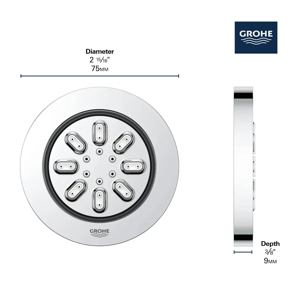 Grohe 26744GN0 Rsh Aqua Body Spray, Round Grohe Brushed Cool Sunrise