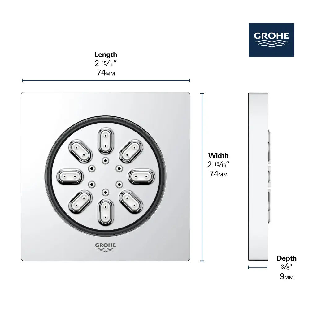 Grohe 26745EN0 Rsh Aqua Body Spray, Square Grohe Brushed Nickel