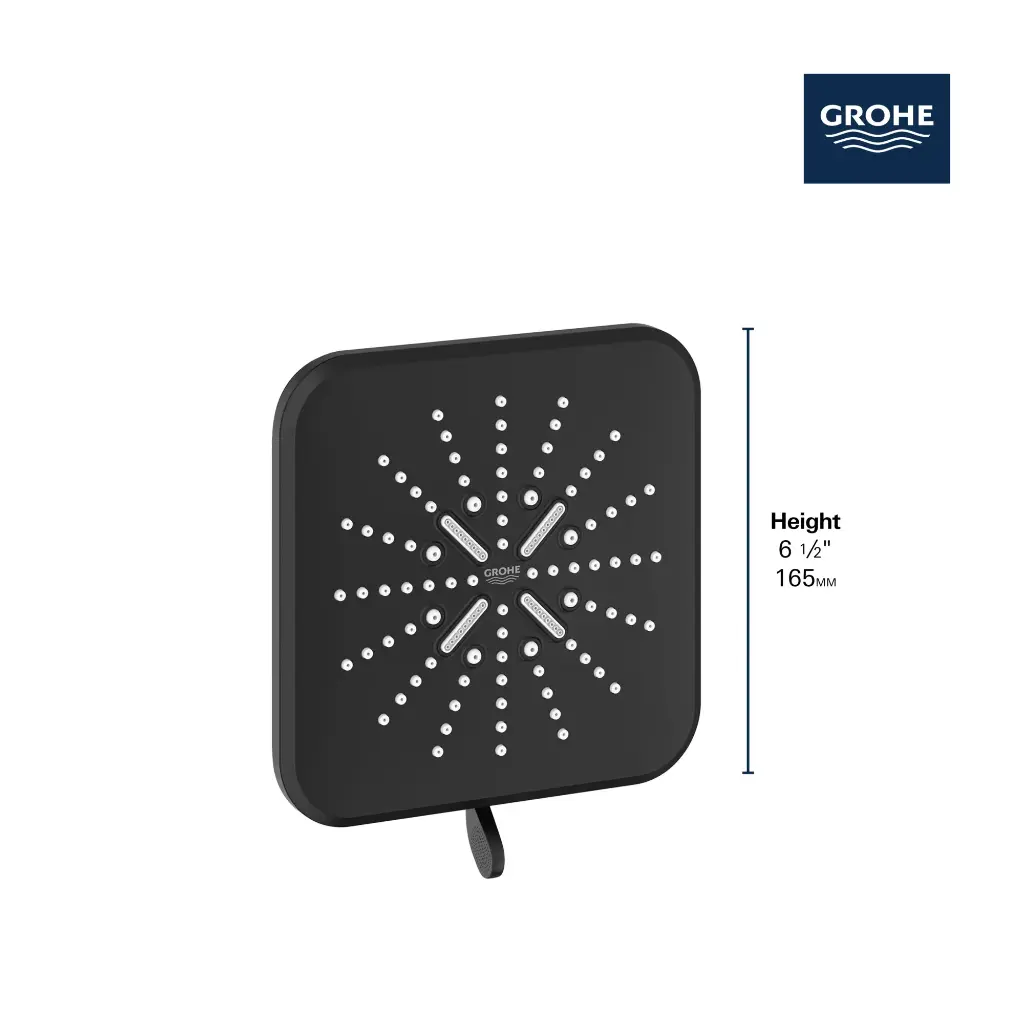 Grohe 267972430 Shower Head 6-1/2" 3 Sprays 1.75Gpm Matte Black
