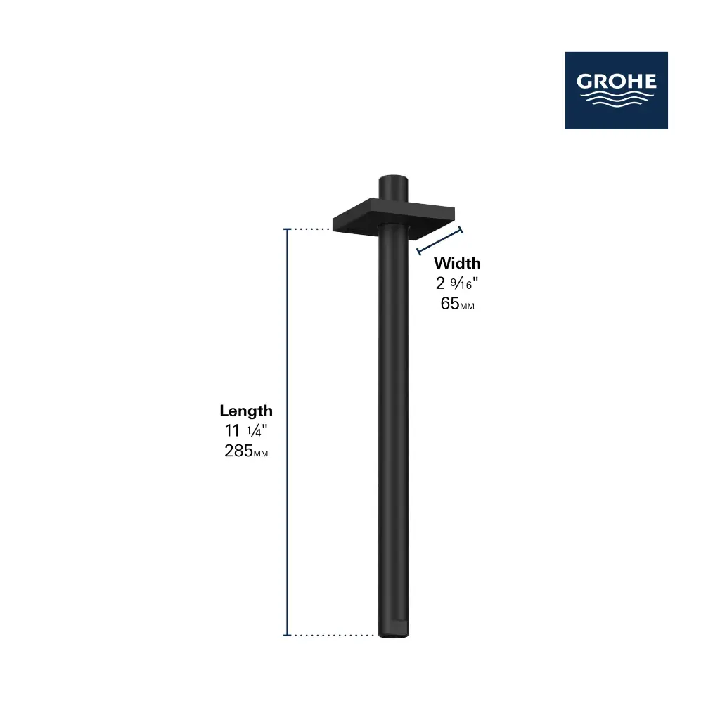 Grohe 27487A00 12" Ceiling Shower Arm With Square Flange Hard Graphite