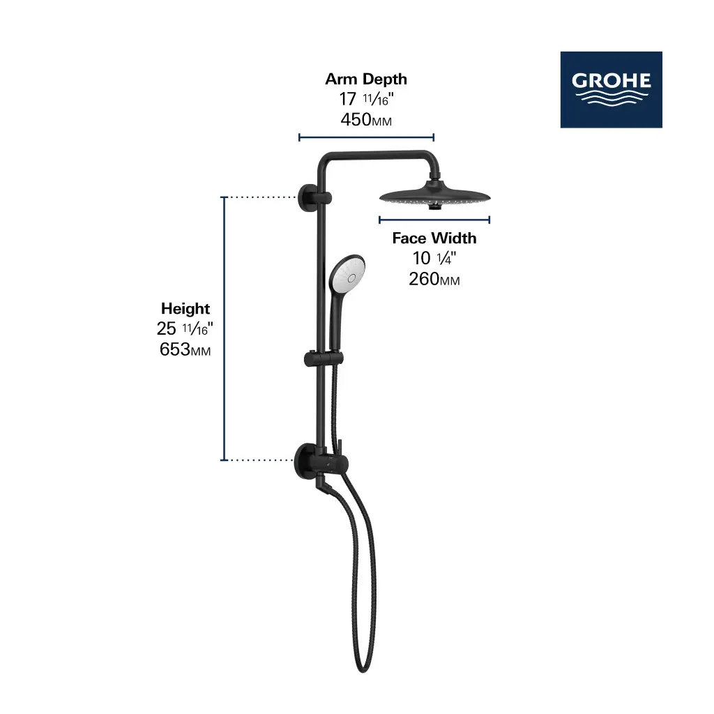 Grohe 278672431 25" Euphoria Shower System 9.5 L/Min (2.5 Gpm) Matte Black