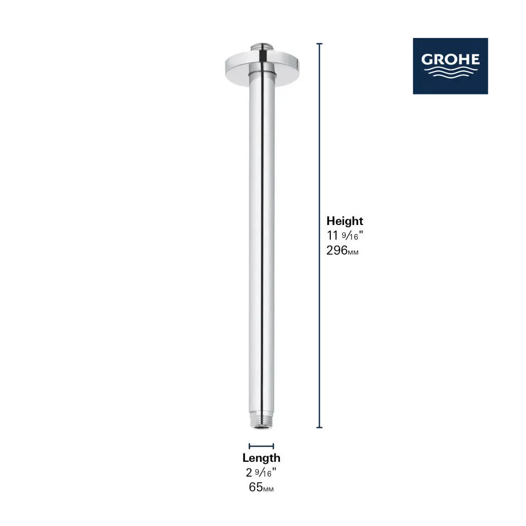 Grohe 28492A00 12 Ceiling Shower Arm Hard Graphite