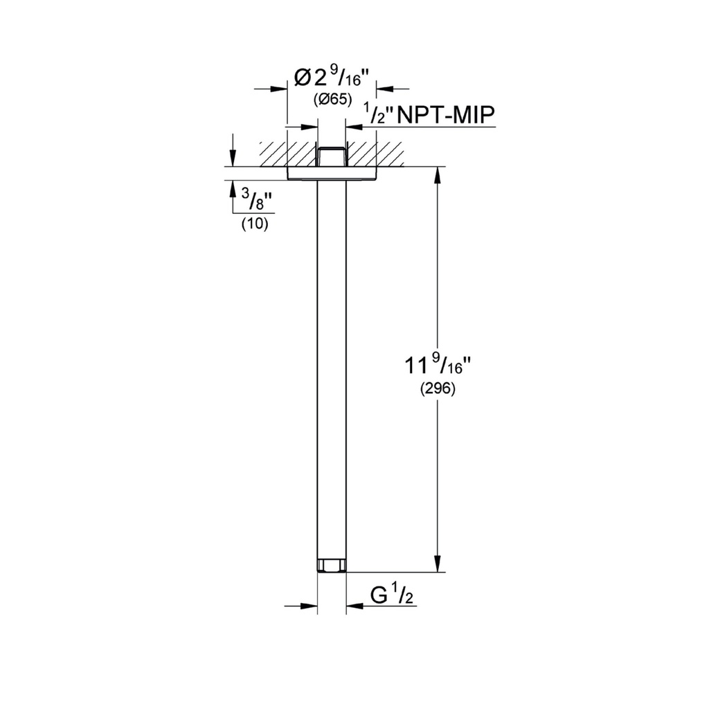 Grohe 28492GN0 12 Ceiling Shower Arm Brushed Cool Sunrise