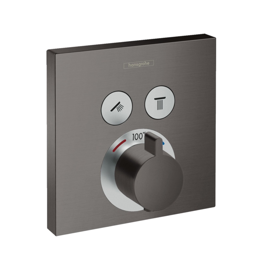Hansgrohe 15763341 Hg Showerselect E Thermostatic Trim 2 Function, Square Brushed Black Chrome