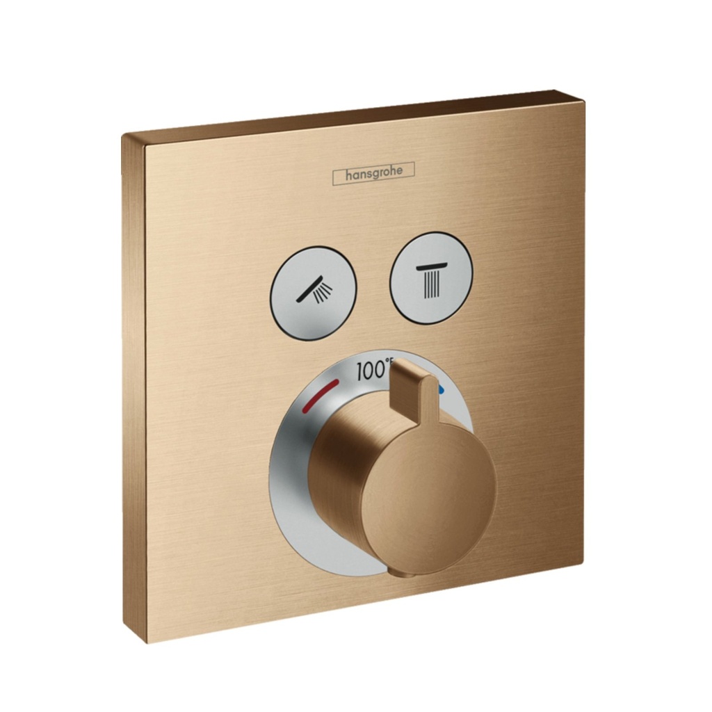 Hansgrohe 15763141 Hg Showerselect E Thermostatic Trim 2 Function, Square Brushed Bronze