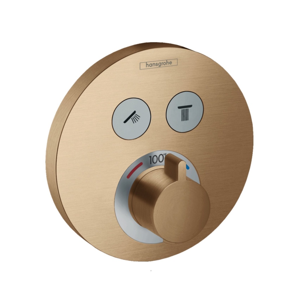 Hansgrohe 15743141 Hg Showerselect E Thermostatic Trim 2 Function, Round Brushed Bronze