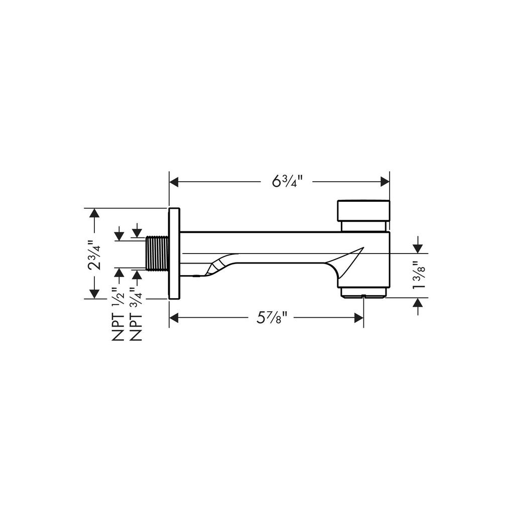 Hansgrohe 14414821 S Series Tub Spout W/Diverter Brushed Nickel