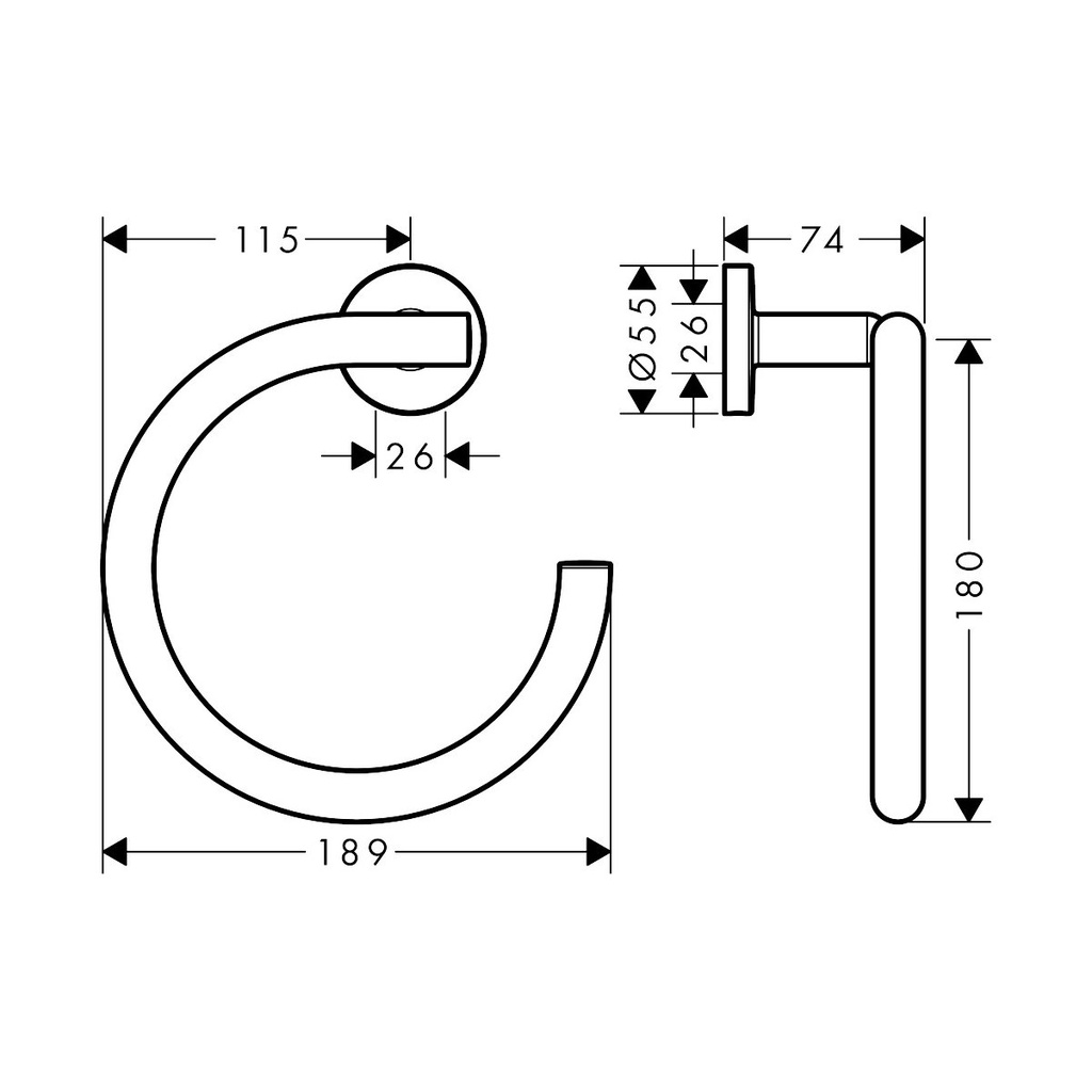 Hansgrohe 41724000 Logis Universal Towel Ring