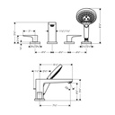 Hansgrohe 32557001 4-Hole Roman Tub Set Trim With Lever Handles