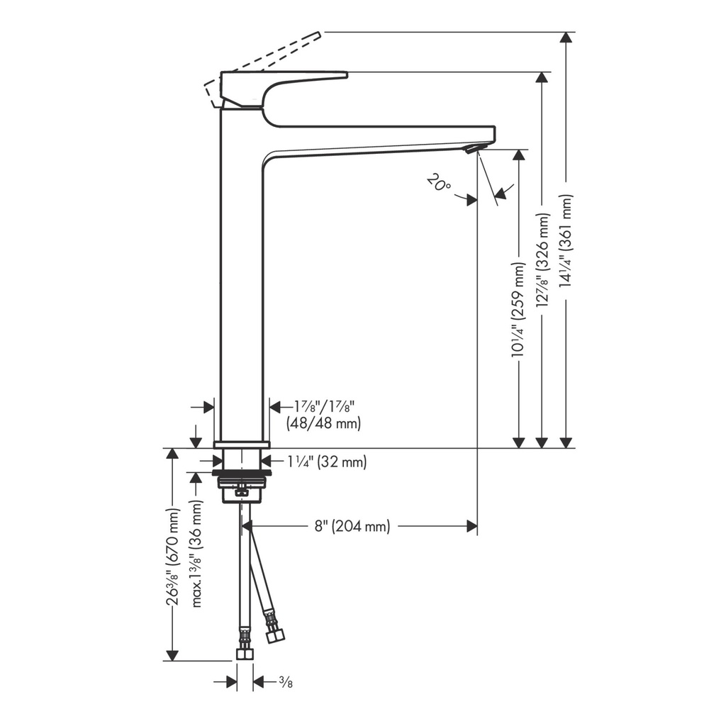 Hansgrohe 32513141 Metropol Closed Single Handle Lavatory - 260 Brushed Bronze